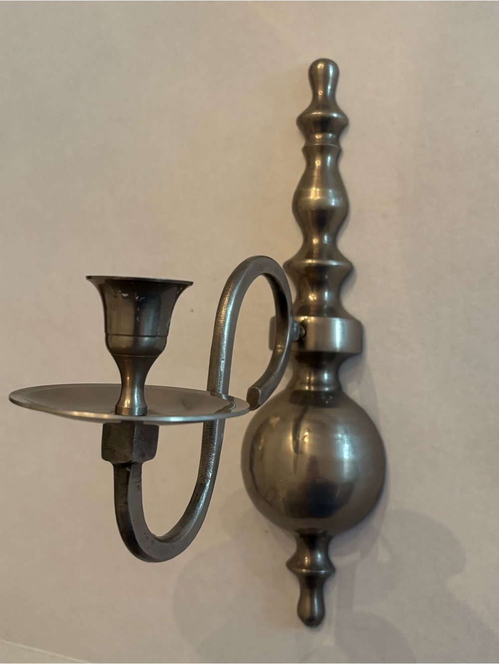 Vintage Single-Arm Wall Candle Sconce in Gunmetal Finish